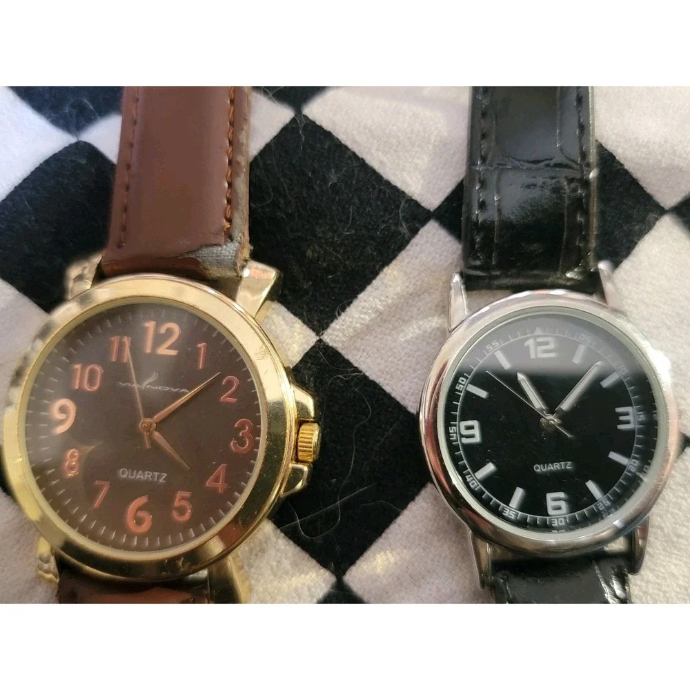 Men's Quartz Watch LOT (2) – Black &‎ Gold – Casual / Dress – As-Is